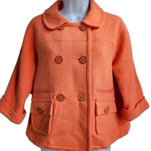 Juicy Couture Orange Blazer Jacket Size S Button Front 3/4 Sleeve Y2K Preppy